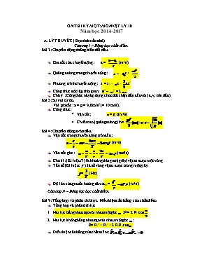 Đề cương ôn thi học kì I Vật lí lớp 10 - Năm học 2016-2017